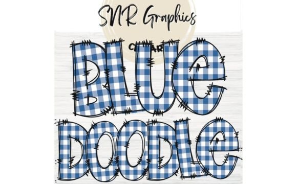 Blue Gingham Doodle Letters: A Playful Font for Creative Projects
