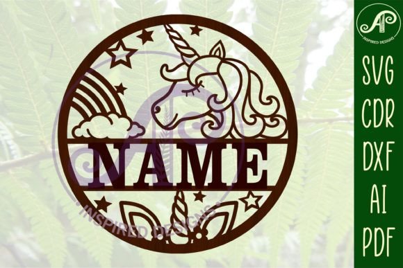 Cartoon Unicorn Name Sign SVG Cut File: A Whimsical Design Asset