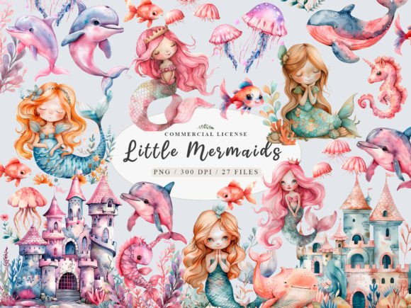 Enchanting Little Mermaid PNG & Cute Mermaid Clipart for Creatives