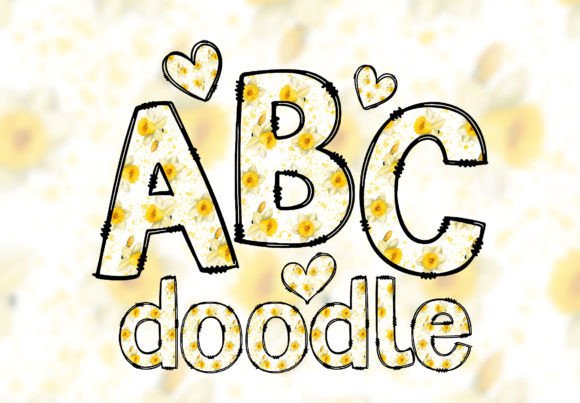 Floral Doodle Alphabet: Daffodils Letters for Charming Designs