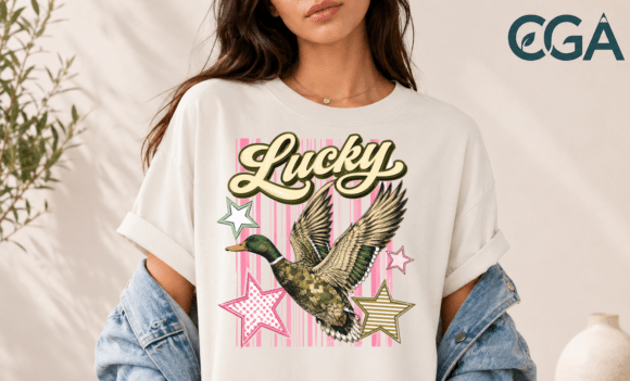 Lucky Duck Vintage Retro Camo Pun Png: A Bold Graphic for Creative Brands