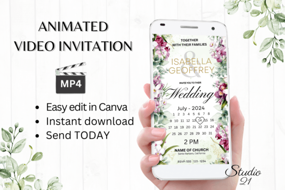 Orchids Wedding Invitation W8454B: A Modern Digital Template
