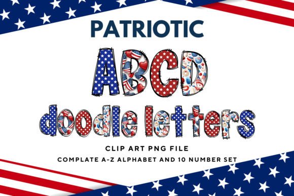 Patriotic USA Doodle Alphabet Letters: A Creative Asset for Designers