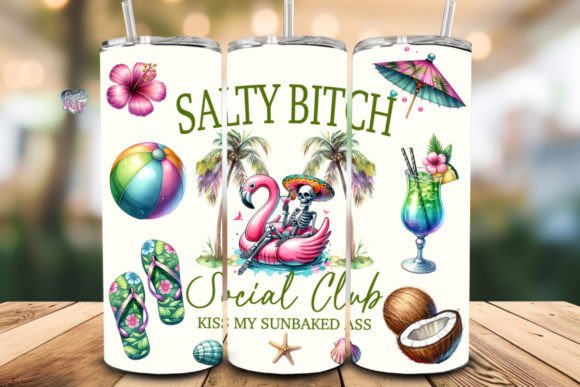 Salty Social Club Tumbler Wrap PNG: A Beach Vibe Asset