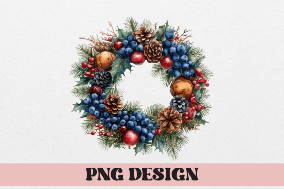 Watercolor Christmas Garland: Festive Design Asset